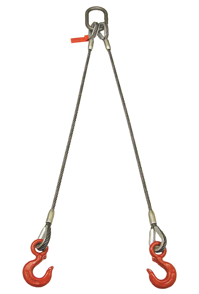 Lift-All Wire Rope Sling, Imported, 2-Leg Bridle, Dia. 1/2 in., Part No.  12I2LB