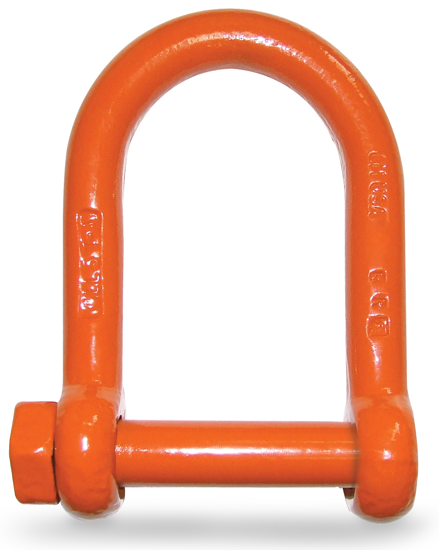 Long-Reach Screw Pin Shackle. Orange Powder Coated